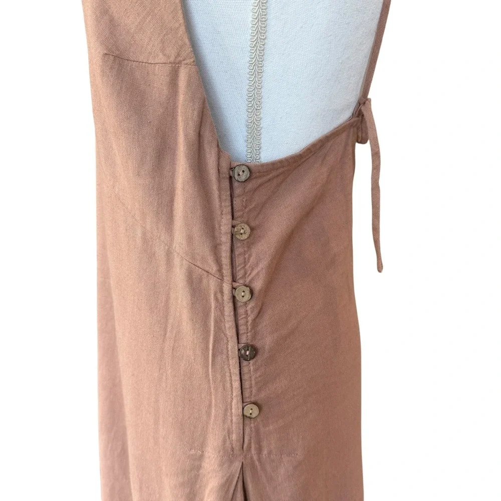 Free People Linen Blend Side Button Midi Slip Dress Mauve Brown Size‎ M - Picture 6 of 12